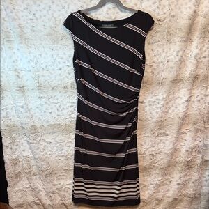 Ralph Lauren Black and White Diagonal Stripe Midi Dress